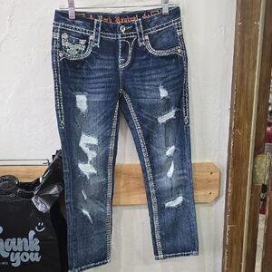 Rock Revival Women's Distressed Indigo Skinny Capris